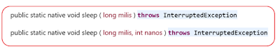 sleep() method example in thread