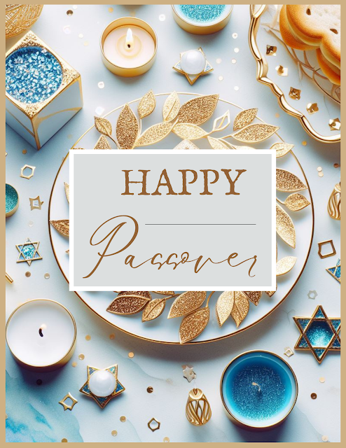 Greeting For Passover Free Printable Online Card | Aesthetic Luxury Light Blue Gold Glitter Minimalist Modern Cute Background Image Design