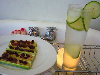 ants on a log and cucumber water