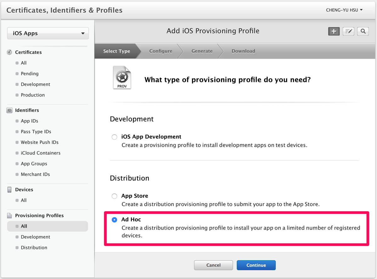 Add iOS Provisioning Profiles Apple Developer