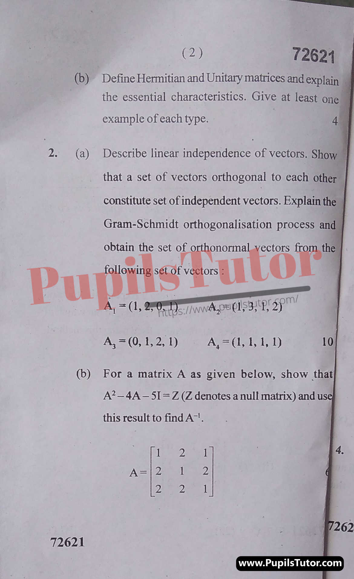 M.D. University M.Sc. [Physics] Mathematical Physics First Semester Important Question Answer And Solution - www.pupilstutor.com (Paper Page Number 2)