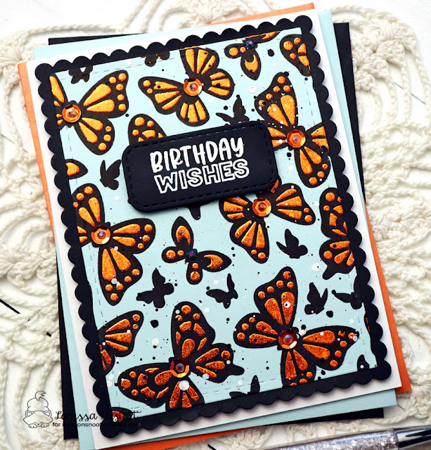 Butterfly Birthday Wishes by Larissa Heskett | Butterflies Stencil Set, Birthday Oval Stamp Set and Frames & Flags Die Set by Newton's Nook Designs #newtonsnook #handmade