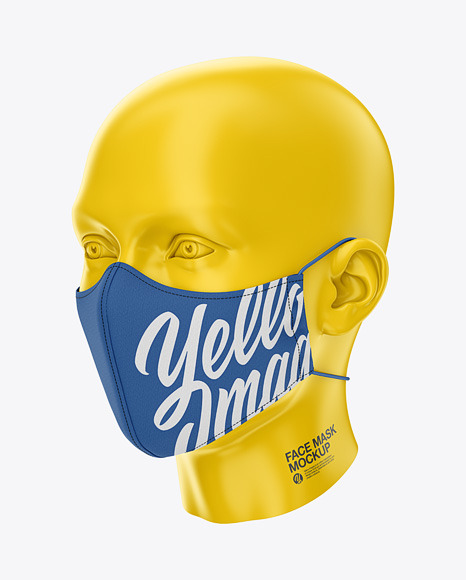 Download Face Mask with Elastic Cord and Stopper - Front Half-Side ...