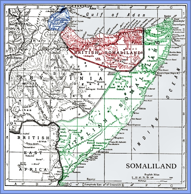 Map Of French, British And Italian Colonial Somalia