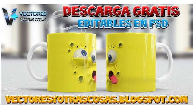 6 Plantillas para sublimar tazas de Bob Esponja