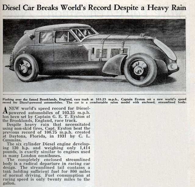 Diesel Car Breaks World’s Record Despite a Heavy Rain (Feb, 1934)