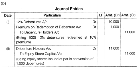 Solutions Class 12 Accountancy Part II Chapter -2 (Issue and Redemption of Debentures)