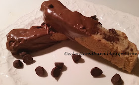 Eclectic Red Barn: Chocolate Dipped Chocolate Chip Biscotti