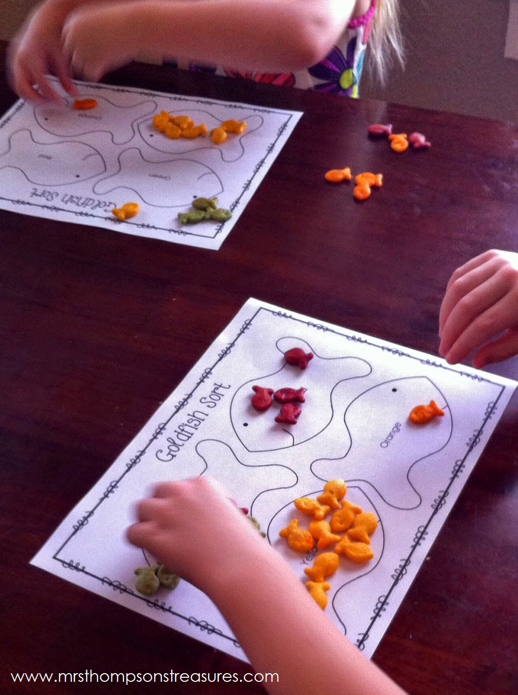 http://www.teacherspayteachers.com/Product/Goldfish-Cracker-Fun-Activity-Pack-Graphing-Sorting-Patterns-More-1147203