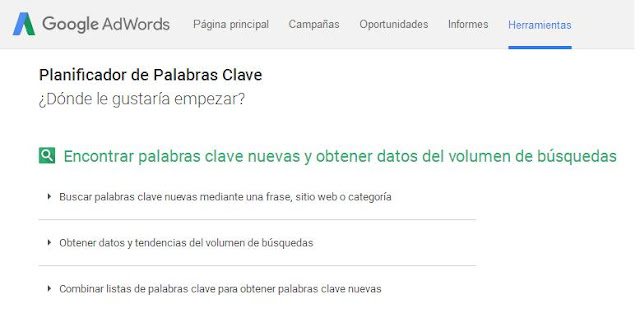 Planificador Palabras Clave de Google