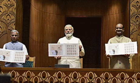 Narendra Modi, inaugurant le nouveau Parlement Indien à New Delhi