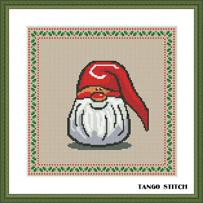 Cute Christmas Gnome cross stitch pattern - Tango Stitch