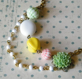 colorful vintage retro inspired kitsch multi layered  flower necklace