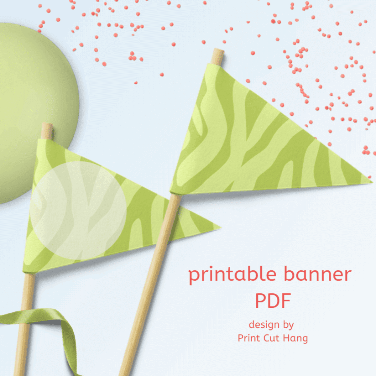 Printable Light Green Zebra Party Banner