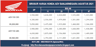 brosur harga motor honda banjarnegara