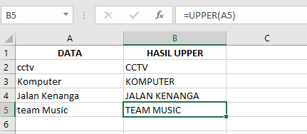 Cara Memasukkan Fungsi UPPER di Microsoft Excel