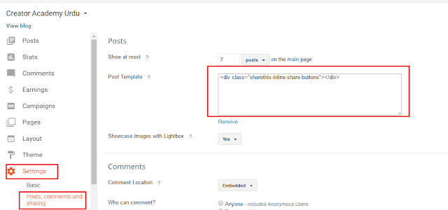 Blogger Comments settings