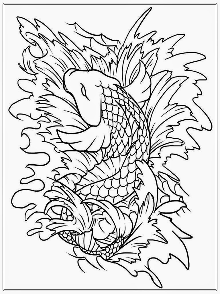 Koi Fish Adult Coloring Pages