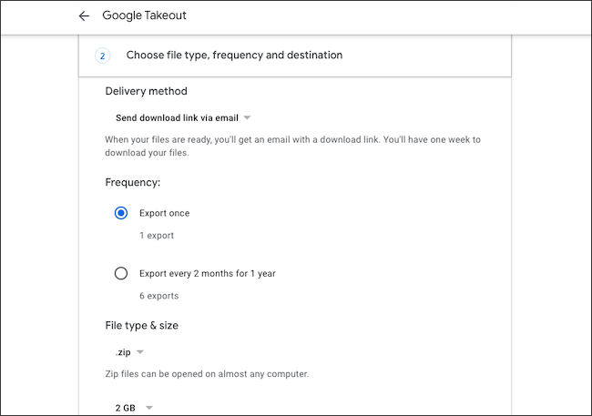 تخصيص تصدير بيانات Google Drive