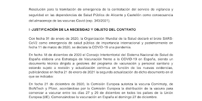 Adjudicado la seguridad en dependencias de salud de Castellón y Alicante debido al almacenamiento de vacunas Covid