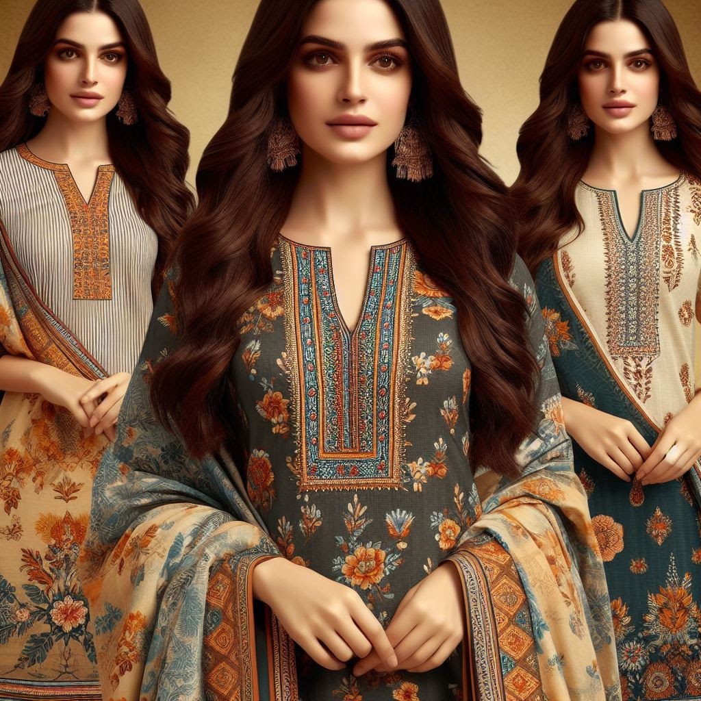 Women Cotton Blend Straight Printed Kurta with Pant & Dupatta