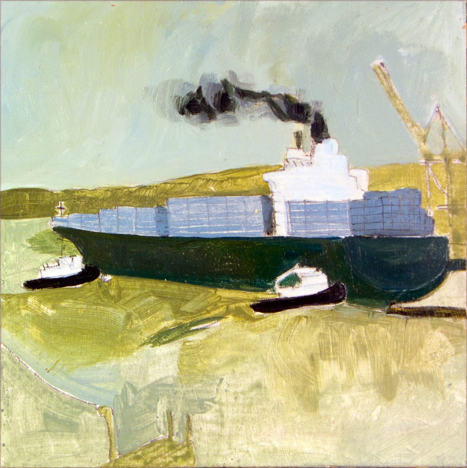 Brian Sloan, artist, painting, art, acrylic paint, Container Ship