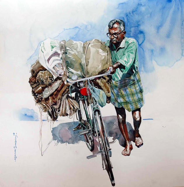 Indian Watercolor Artist- "Rajkumar Sthabathy" 1975