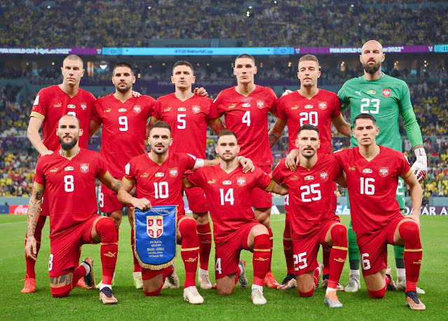 SELECCIÓN DE SERBIA. Temporada 2022-23. Strahinja Pavlović, Aleksandar Mitrović, Miloš Veljković, Nikola Milenković, Sergej Milinković-Savić, Vanja Milinković-Savić. Nemanja Gudelj, Dušan Tadić, Andrija Živković, Filip Mladenović, Saša Lukić. SELECCIÓN DE BRASIL 2 SELECCIÓN DE SERBIA 0 Jueves 24/11/2022, 20:00 horas. XXII Copa Mundial de fútbol de la FIFA Catar 2022, fase de grupos, Grupo H, jornada 1. Lusail, Al-Daayen, Catar, estadio de Lusail: 88.103 espectadores. GOLES: ⚽1-0: 62’, Richarlison. ⚽2-0: 73’, Richarlison.