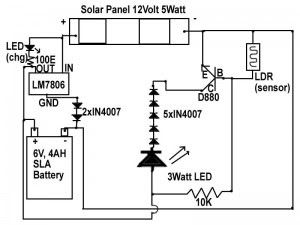 Solar Emergency Light Circuit Diagram