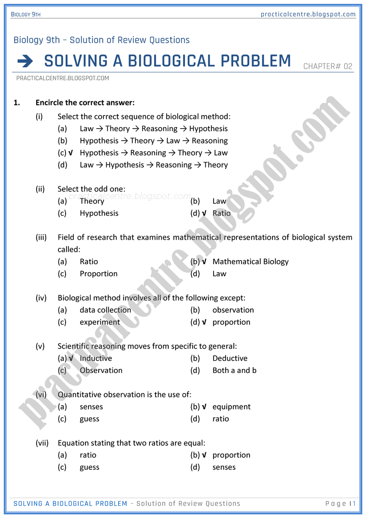 solving-a-biological-problem-review-question-answers-biology-9th-notes