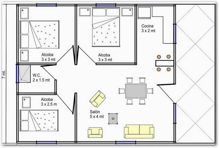 denah rumah 4 kamar tidur 1 lantai yang minimalis