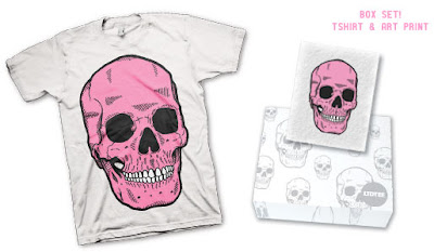 LTD Tee - Pink Cranium T-Shirt & Art Print Box Set by Iban Brizuela