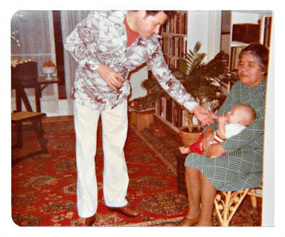 Julio Enrique Mejia of South San Francisco hangs out with his mother-in-law, Clara Aceituno in 1976 at 1776 Sweetwood Drive in Broadmoor, California.