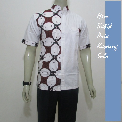 Desain Kemeja batik pria kombinasi kain polos  lengan 