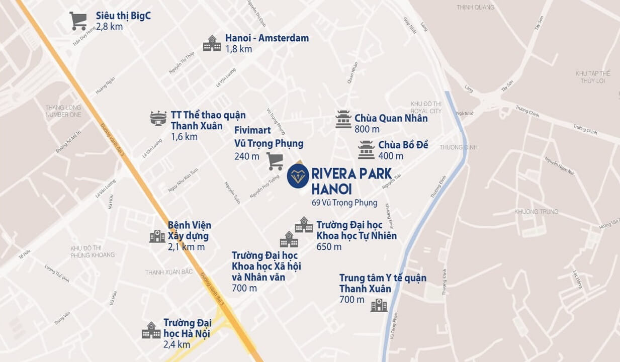 Vị trí kết nối từ chung cư Hà Nội Rivera Park - ducanhland