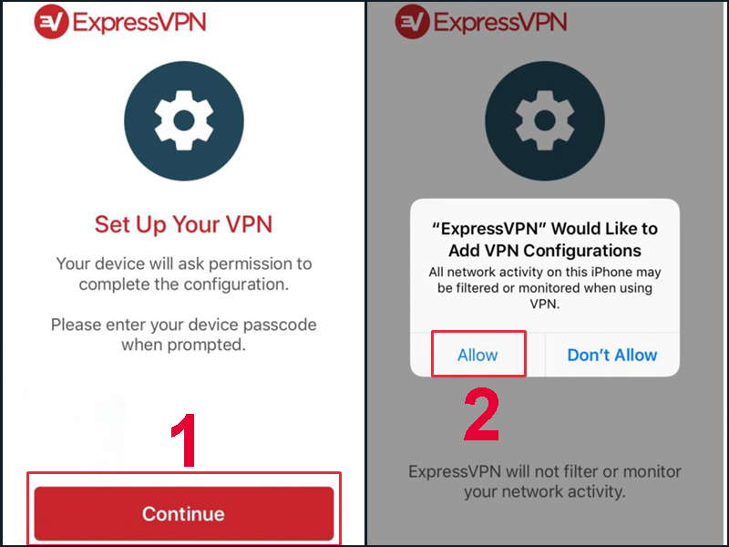 Chọn Allow để cấp quyền cho ứng dụng VPN