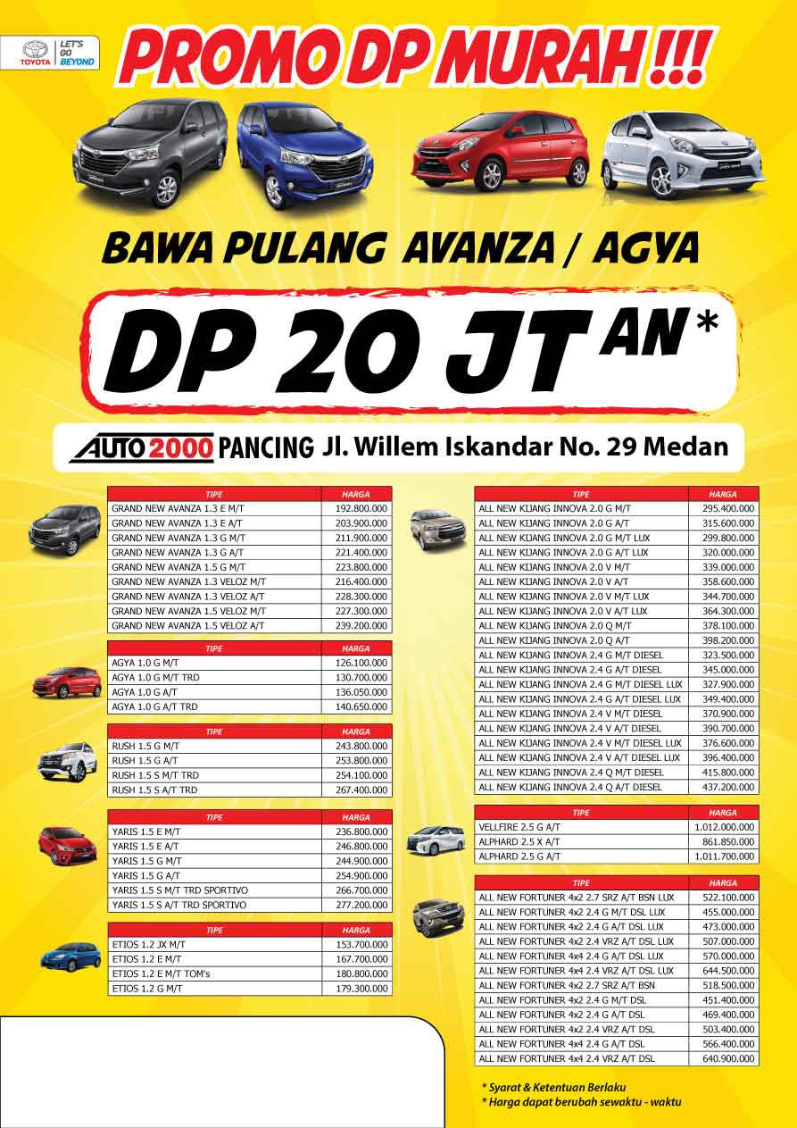 Paket DP 20jutan Dan Dibawah 20jt Agya Avanza DEALER TOYOTA