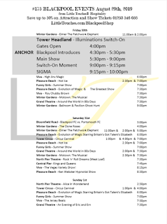 B2B Blackpool Hotelier Free Resource - Blackpool Shows and Events August 30 to September 5 - PDF What's On Guide Listings Print-off #175 Thursday August 29