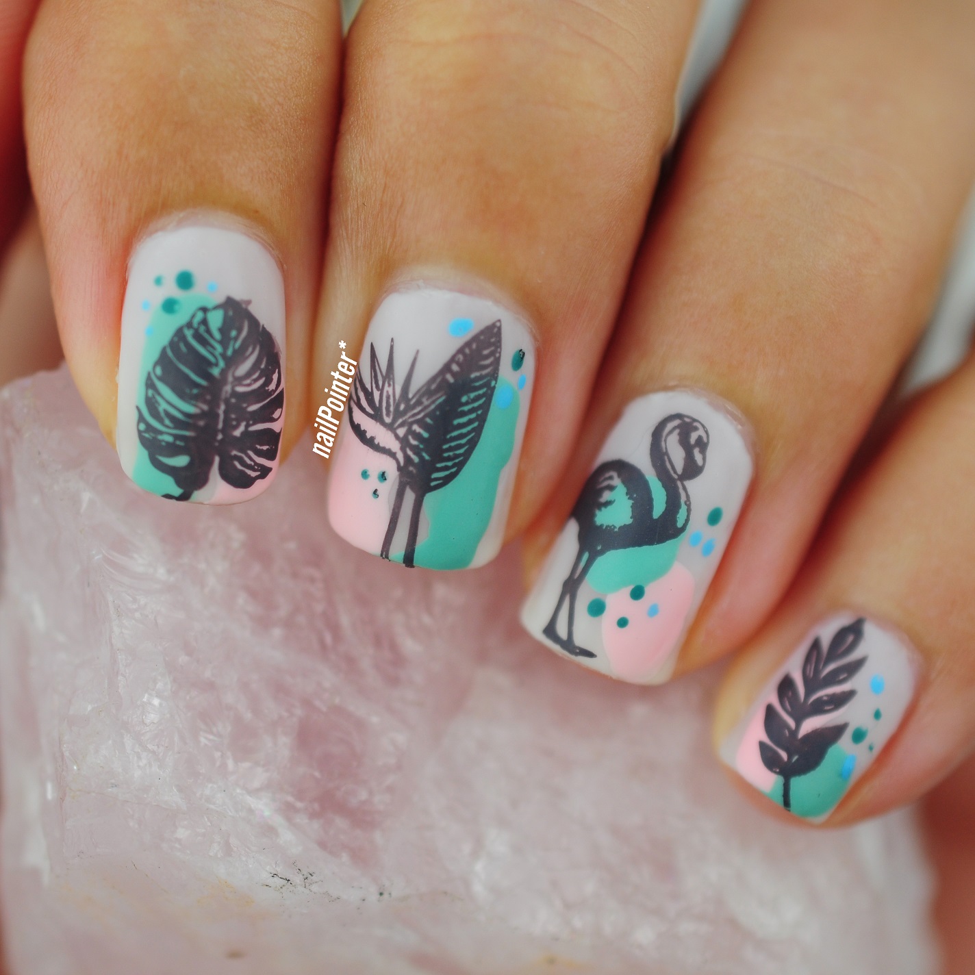 Pastel Paradise Tropical Summer Nail Look using Essence, Twinkled T and MoYou London Paradise Plates