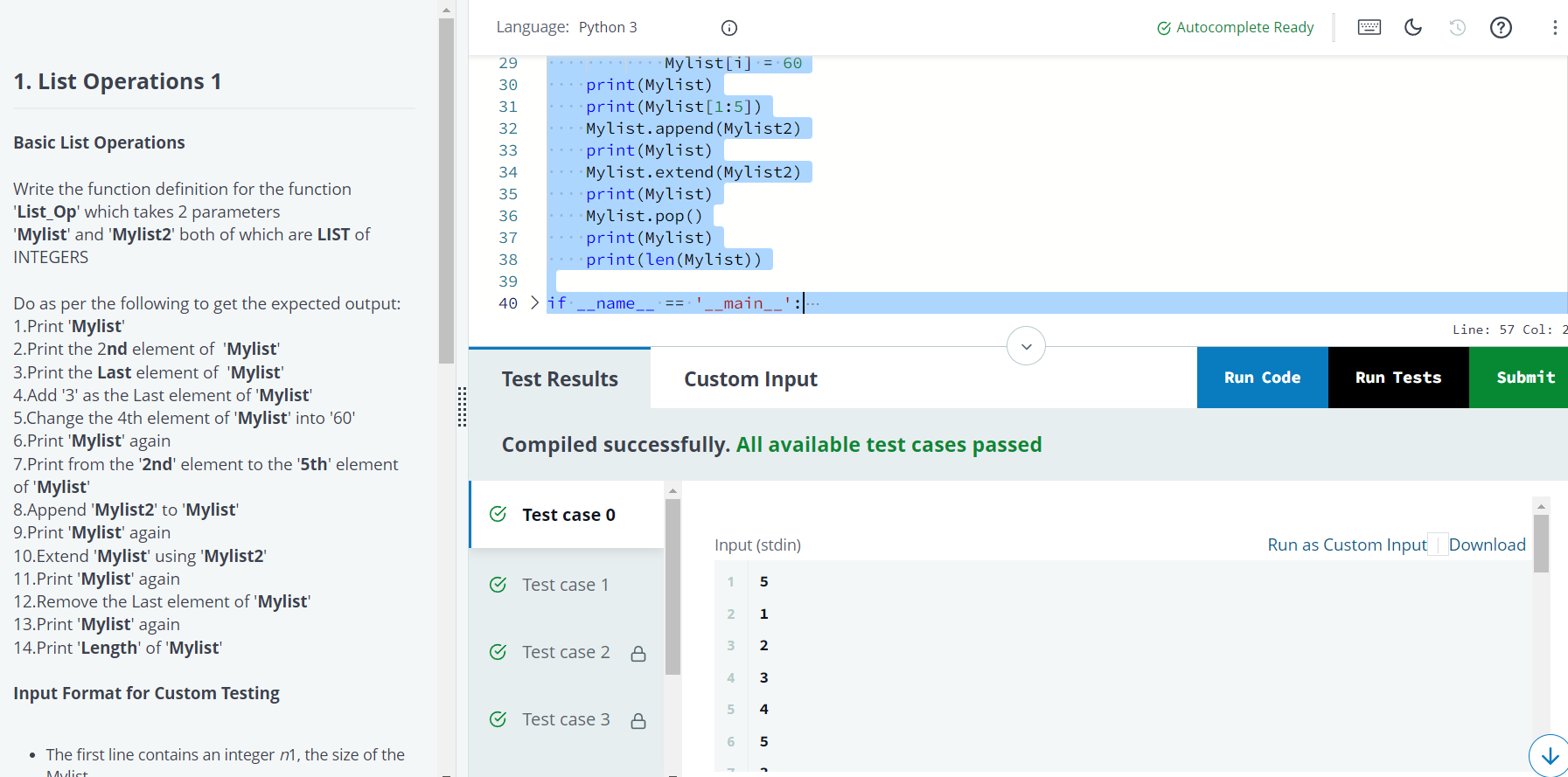 List Operations 1 (Hands-on - List Operations)