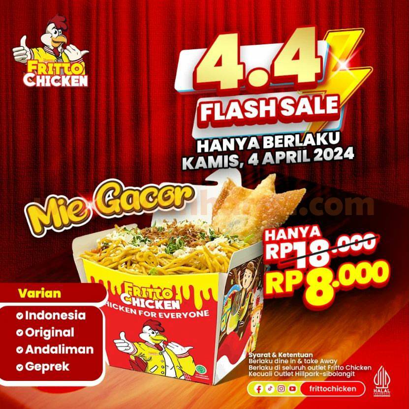 Promo Fritto Chicken Promo 4.4 Flash Sale - Mie Gacor hanya seharga Rp. 8000