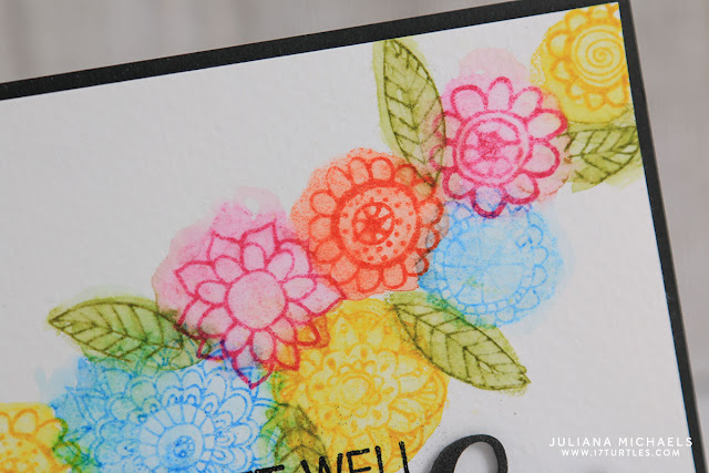 Stamping with the back side of your clear stamp - Get Well Wishes Card by Juliana Michaels featuring Impression Obsession Stamps and Ranger Distress Ink