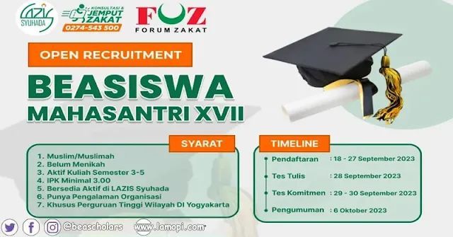 Beasiswa Mahasantri XVII Lazis Syuhada 2023 2024 Untuk Mahasiswa S1