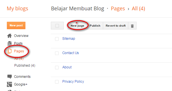 new page untuk memulai membuat sitemap