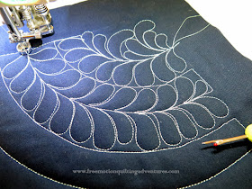 practicing stitching feathers from top to bottom