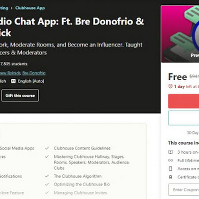[100% Off] Clubhouse Audio Chat App: Ft. Bre Donofrio & Matthew Rolnick| Worth 94,99$