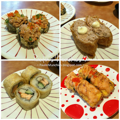 Paulin's Muchies - Ichiban Boshi at Takashimaya - Sushi - tamago mentai sushi, spicy tuna roll, fried salmon roll and tuna inari