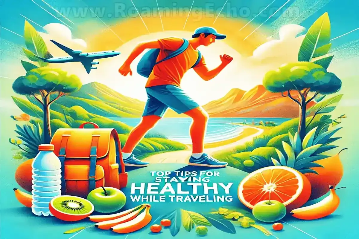 How to stay healthy while traveling, Travel health tips, Staying healthy on the road, Healthy travel advice, Expert tips for healthy travel, Staying fit while traveling, Best travel health practices, Tips for staying active on trips, Travel diet and fitness, Immune system boost for travel, Top Tips for Staying Healthy While Travelling