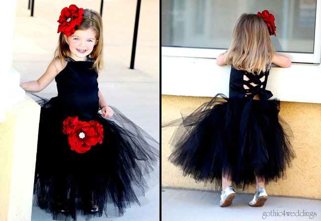 Black Flower Girl Dresses for Gothic Weddings by BellaBeanCouture