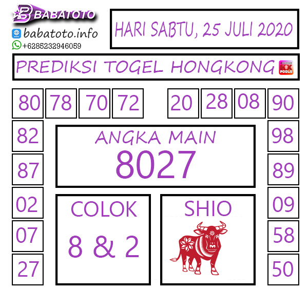 PREDIKSI TOGEL HONGKONG 25 JULI 2020